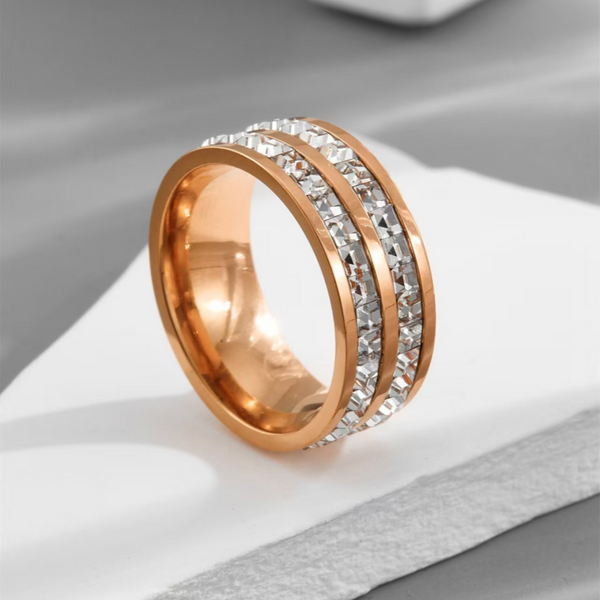 Double Row Crystal Ring