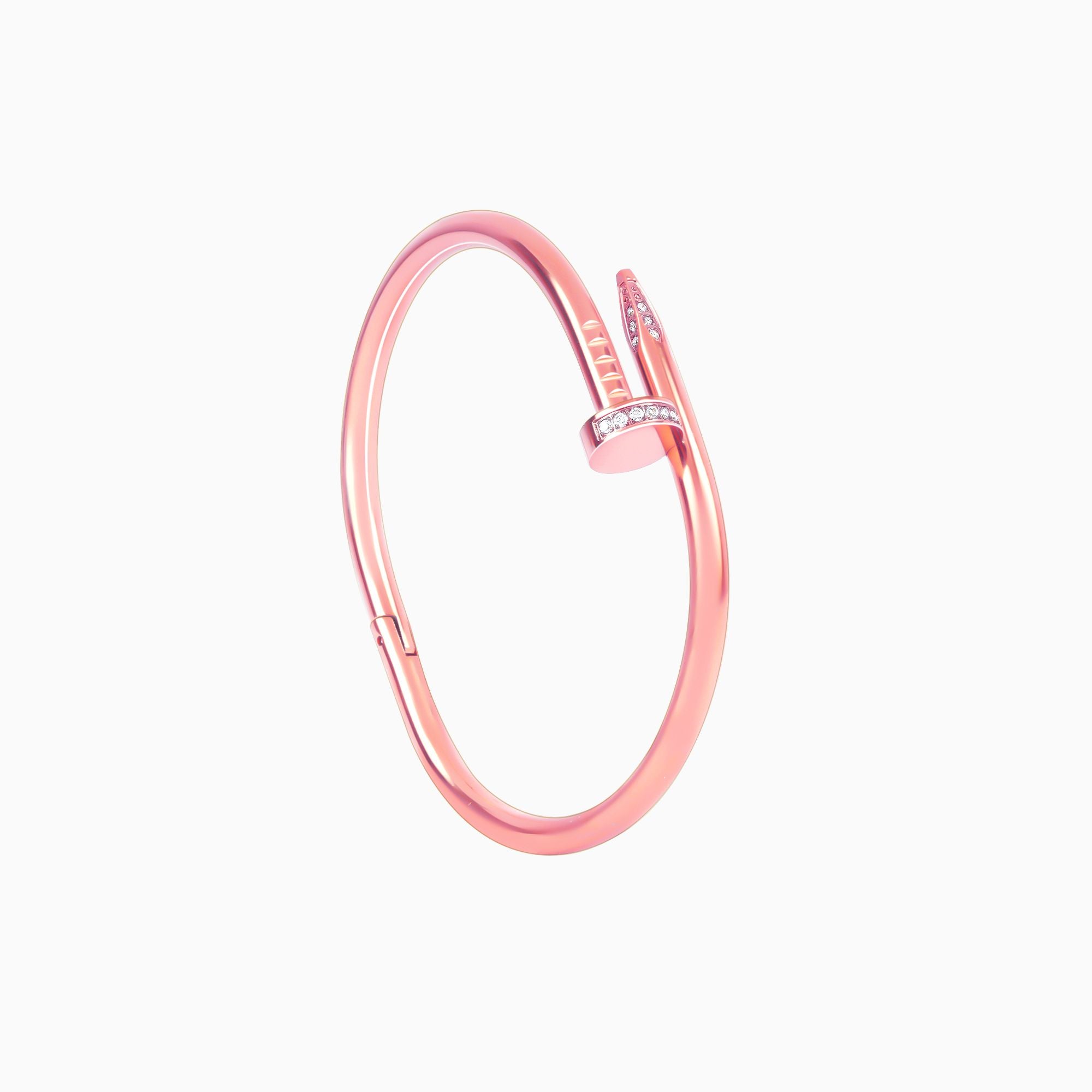 Rose gold nail bangle bracelet flatlay