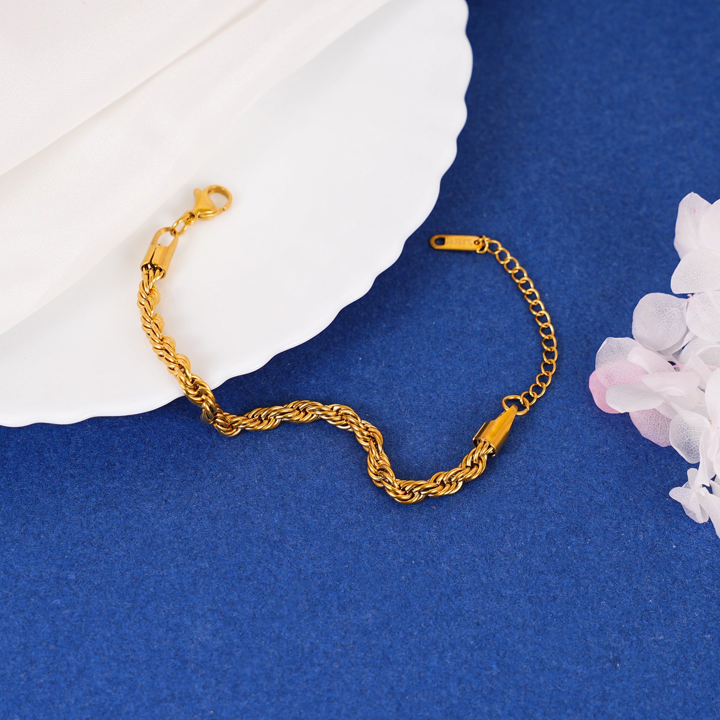 18K Gold Plated Twist & Bold Rope Cable Chain Bracelet