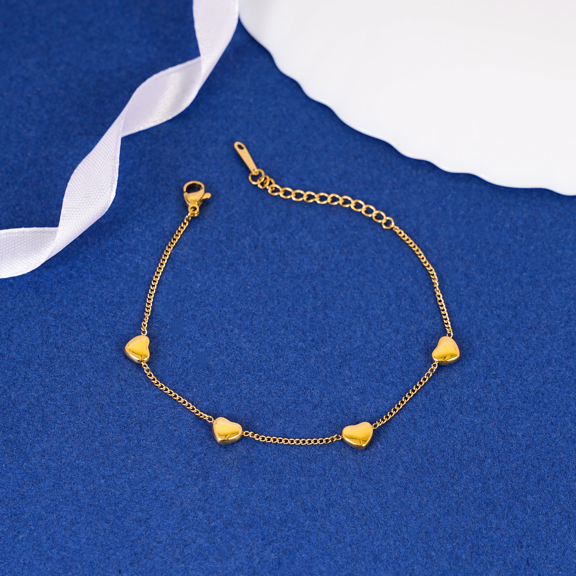 18K Gold Plated Whispers of Love Heart Charm Bracelet