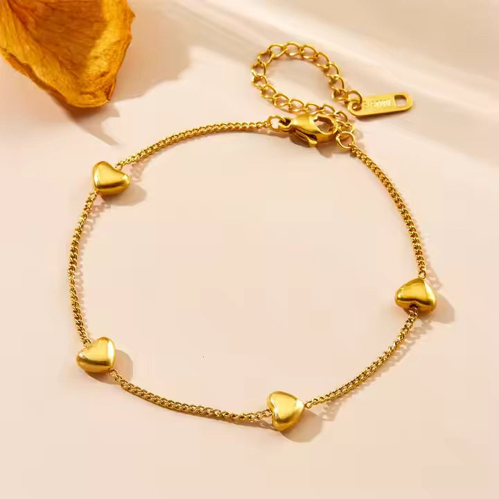 18K Gold Plated Whispers of Love Heart Charm Bracelet