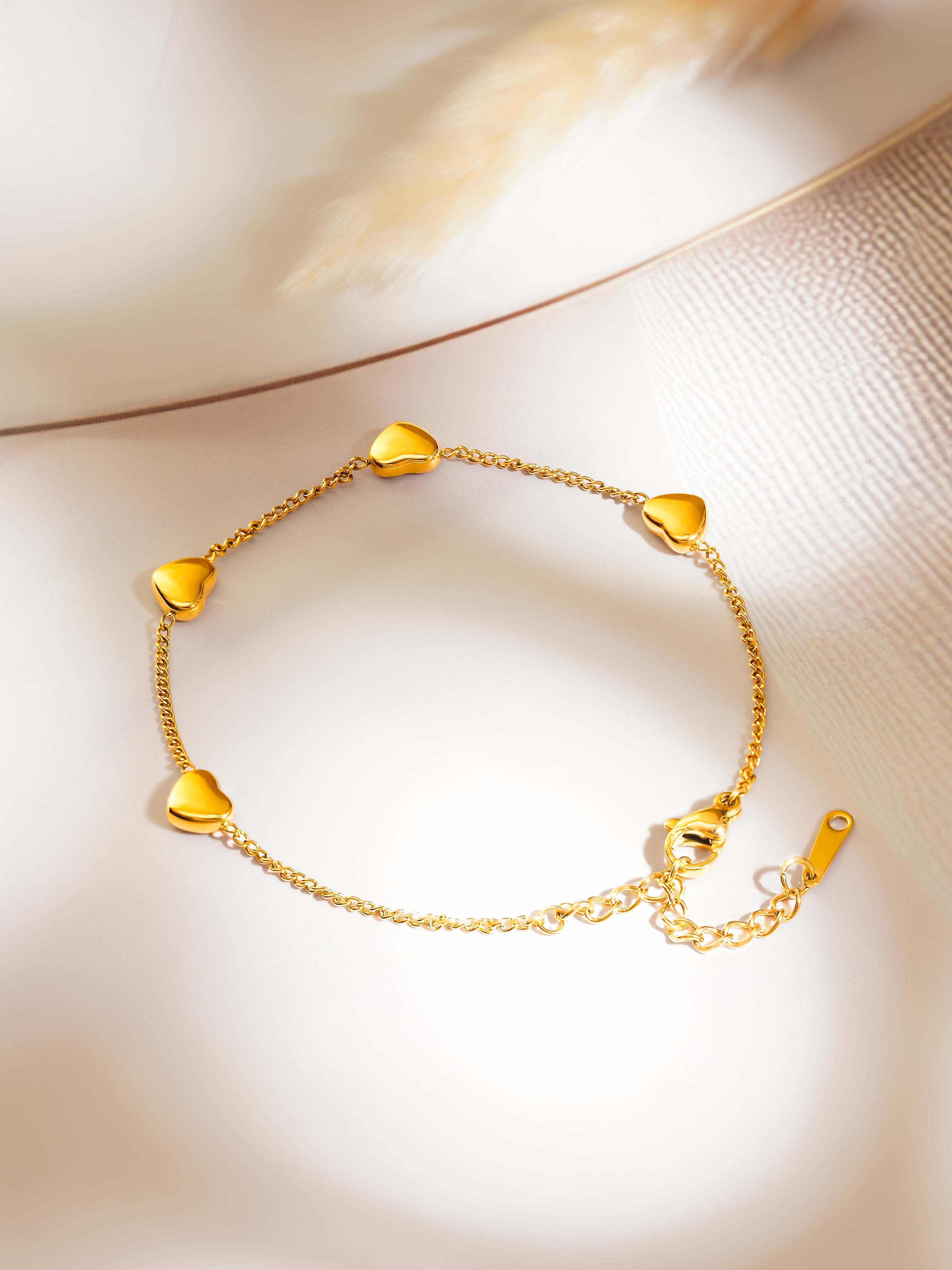 18K Gold Plated Whispers of Love Heart Charm Bracelet