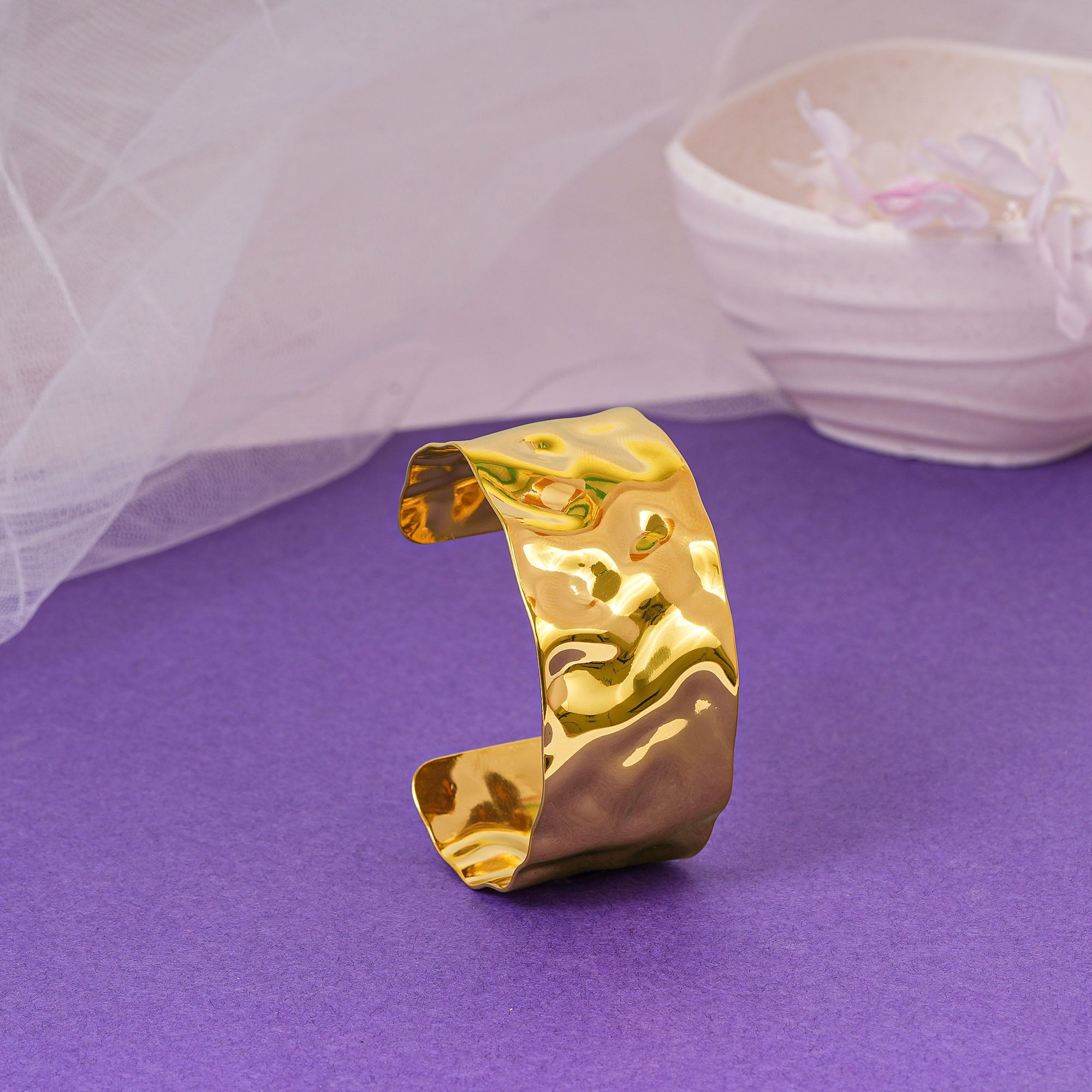 18K Gold Plated Golden Horizon Open Cuff Bracelet