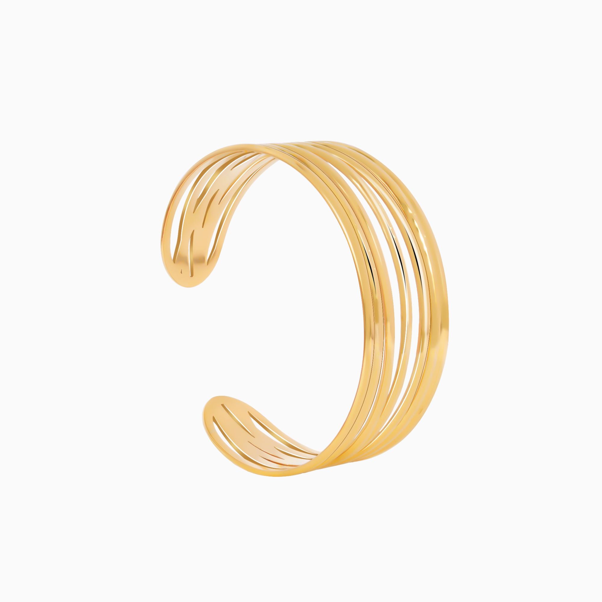18K Gold Plated Golden Tides Multilayer Open Cuff Bracelet