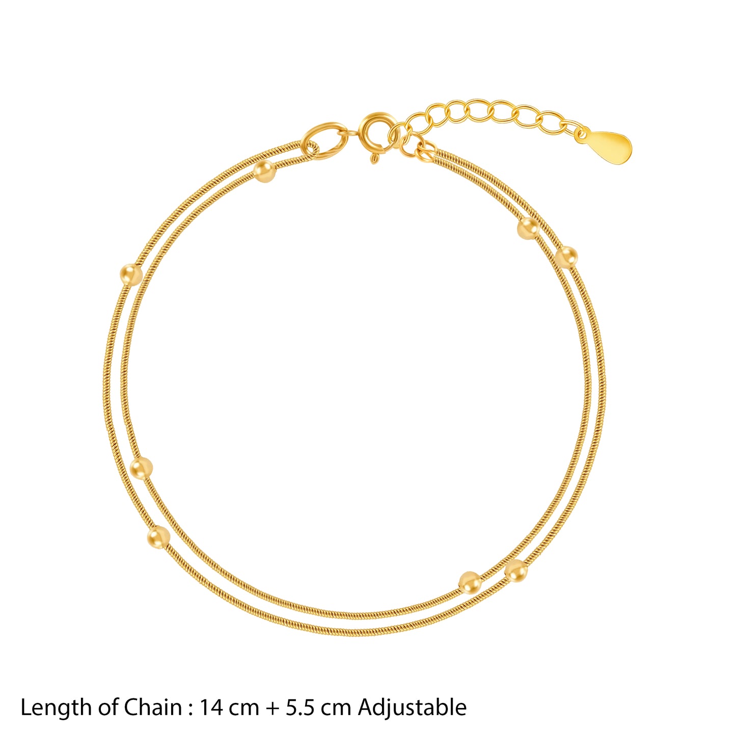 18K Gold Plated Golden Whispers Layered Beaded Snake Chain Bracelet