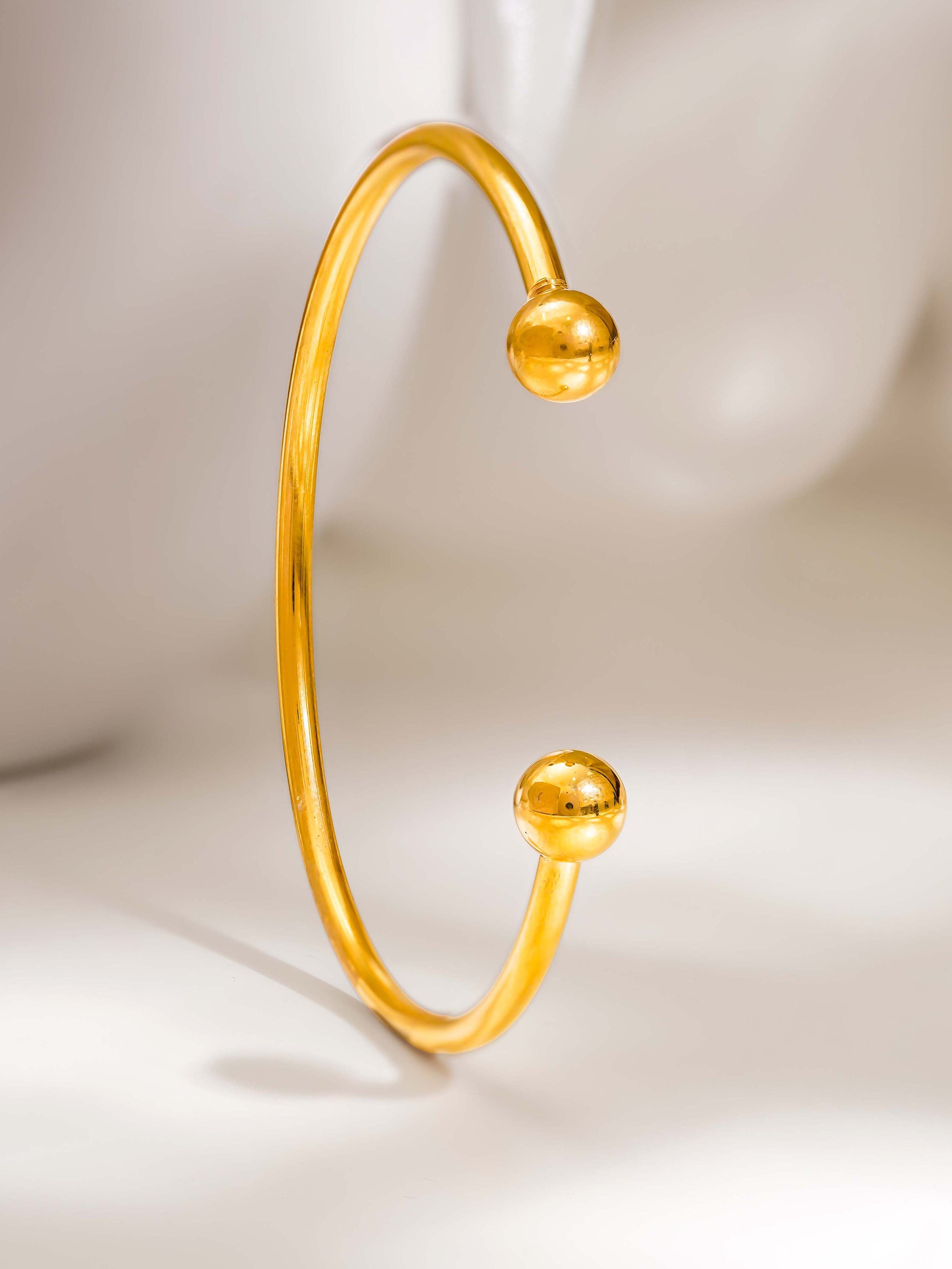 18K Gold Plated Classic Open Kada Bangle Bracelet - Gold