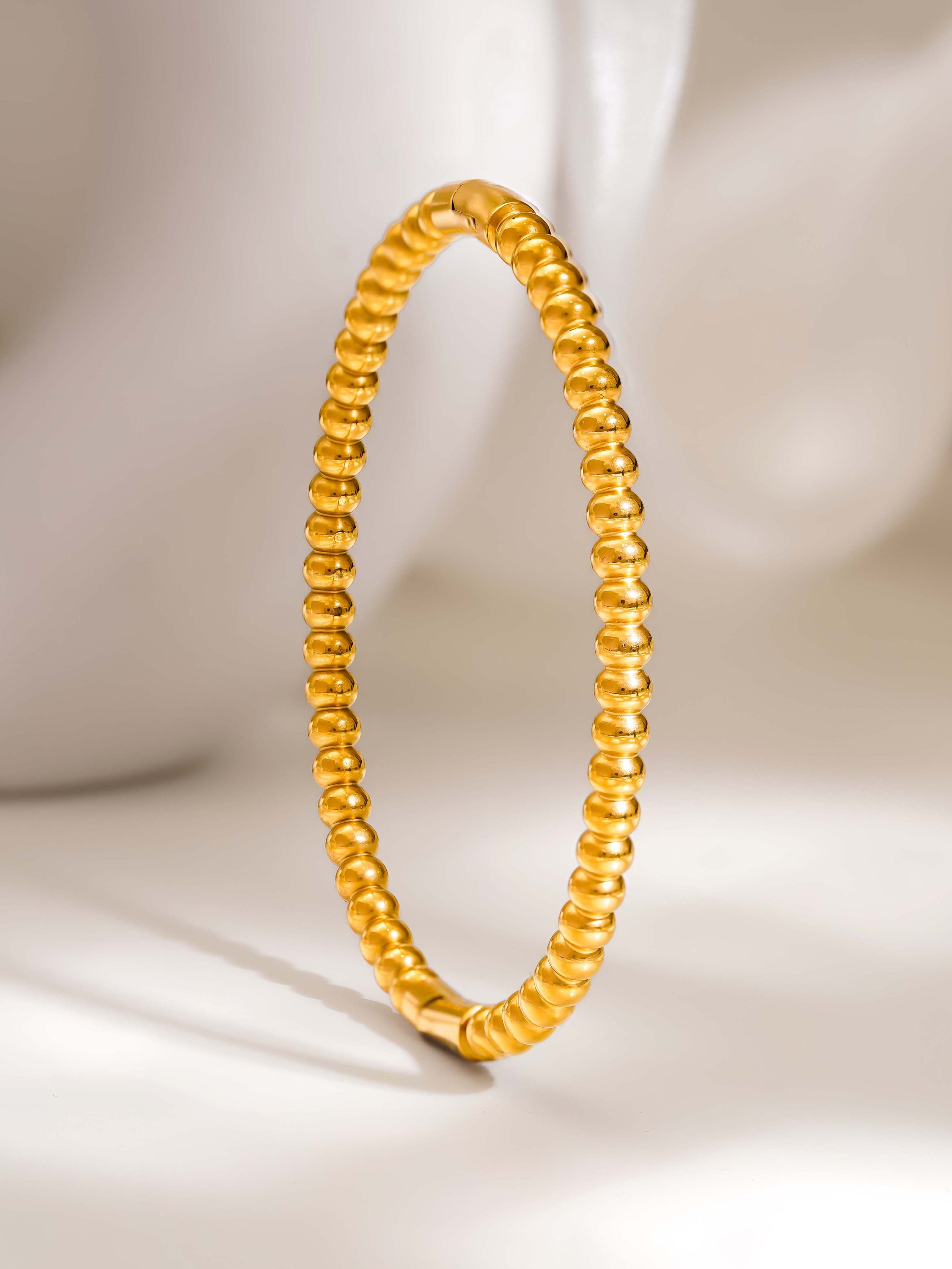 18K Gold Plated Classic Beaded Openable Bracelet