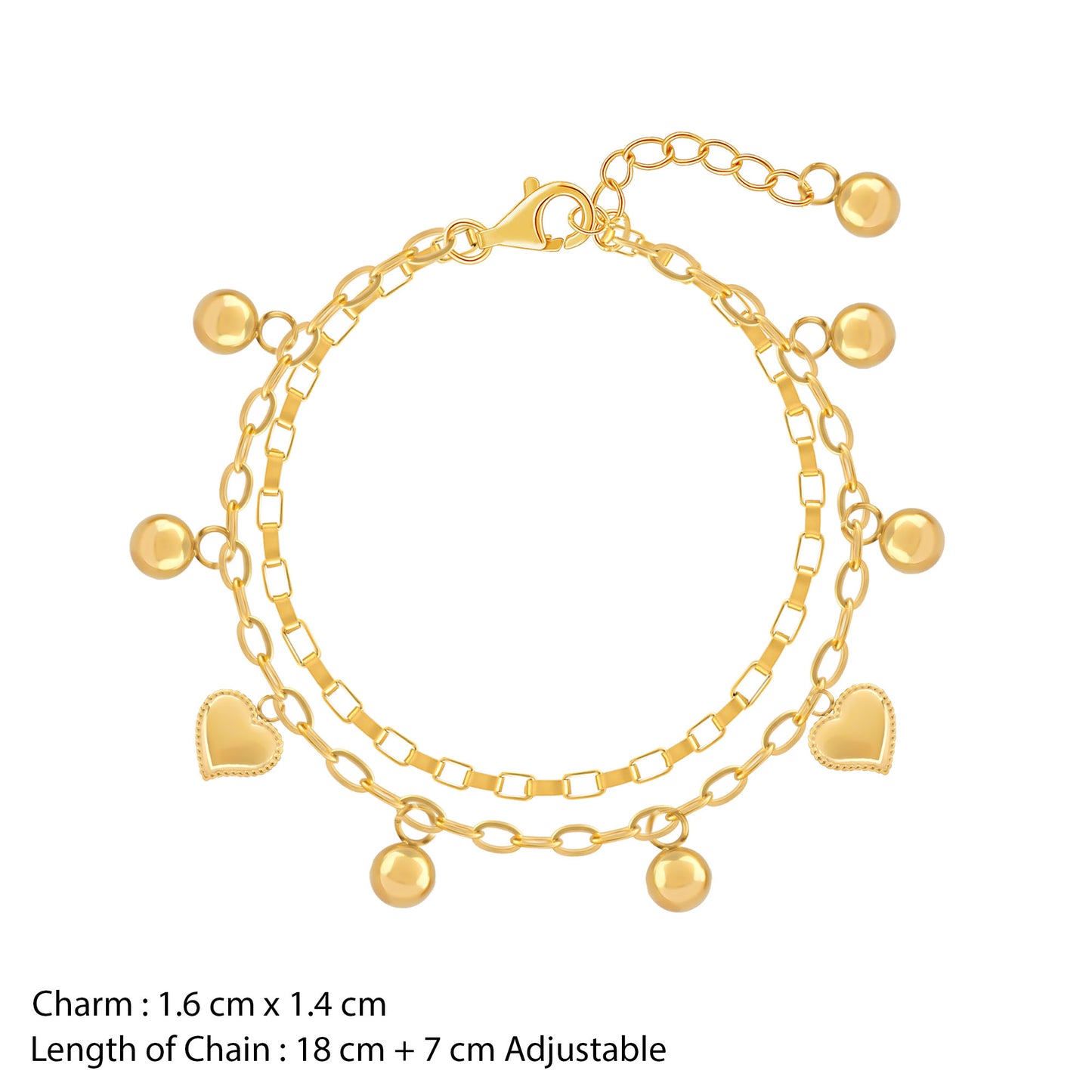 18K Gold Plated Hearts All Over Bracelet - Gold