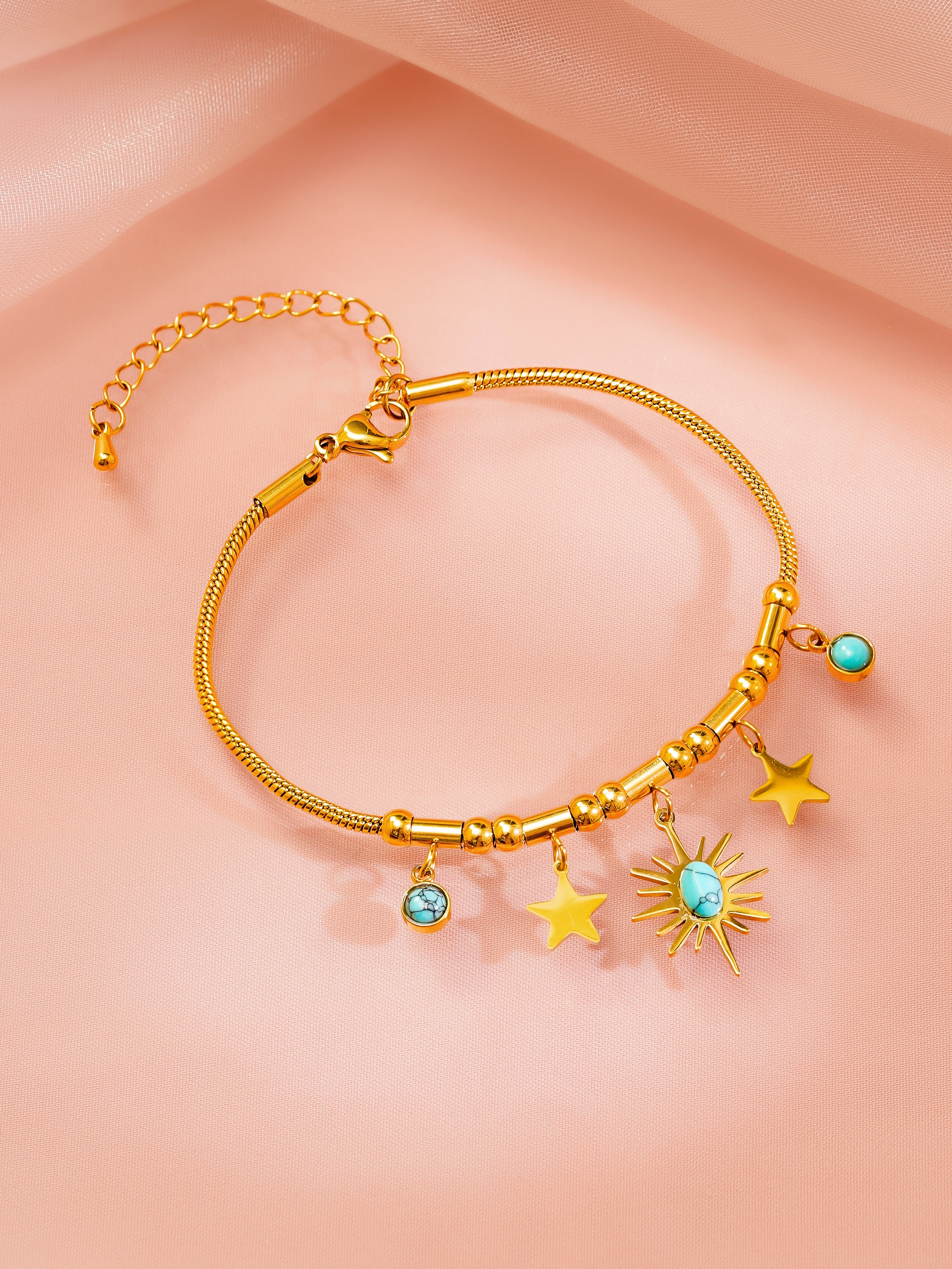 18K Gold Plated Evil Eye Charm Bracelet