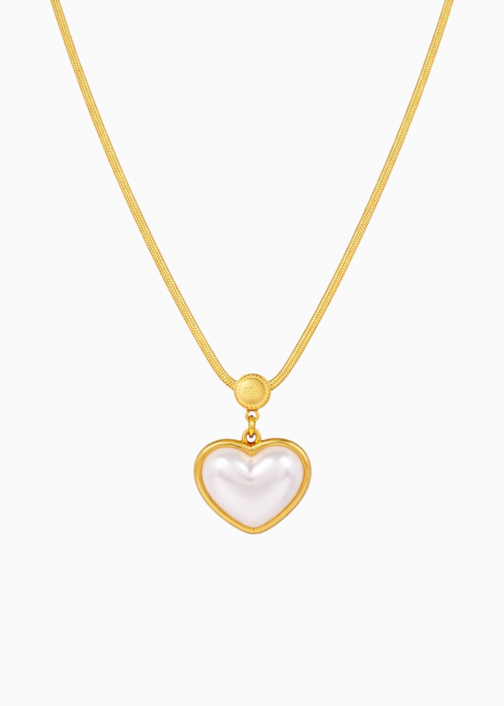 18K Gold Plated Pearl Love Heart Pendant Necklace