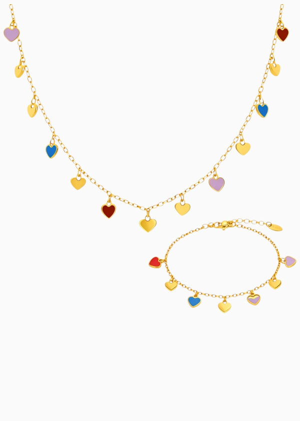 Multicolour Heart Charm Set