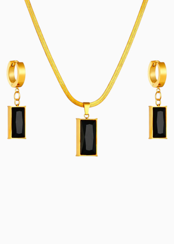 Black Baguette Jewellery Set