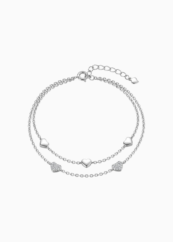 Heart Crystal Silver Bracelet