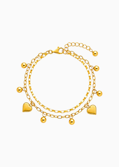 Layered Heart Bracelet Gold