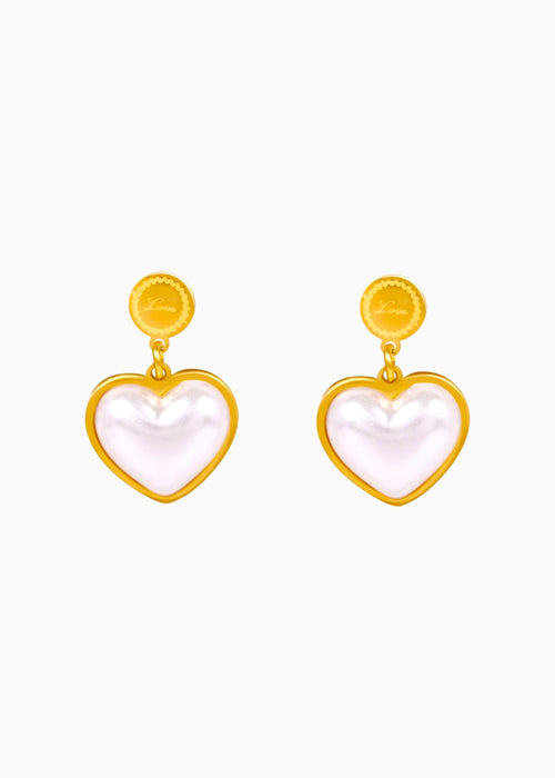 Pearl Heart Stud Earrings