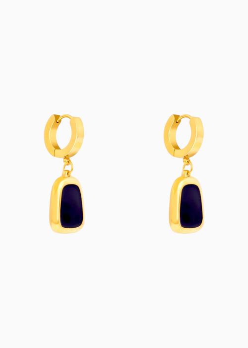 Black Onyx Drop Hoops