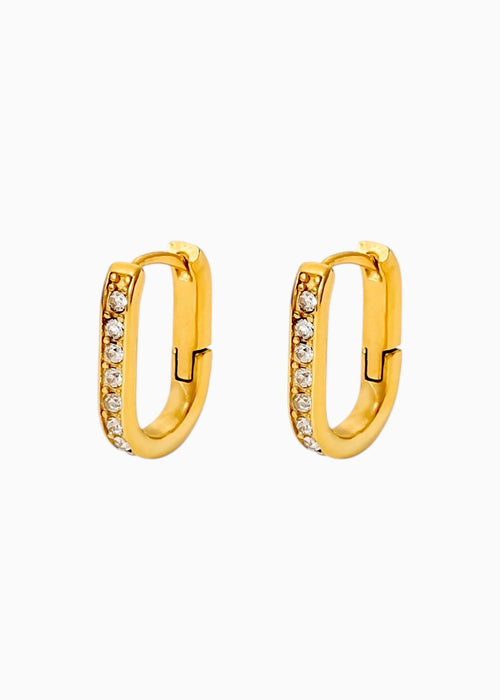 Zircon Oval Huggie Hoops