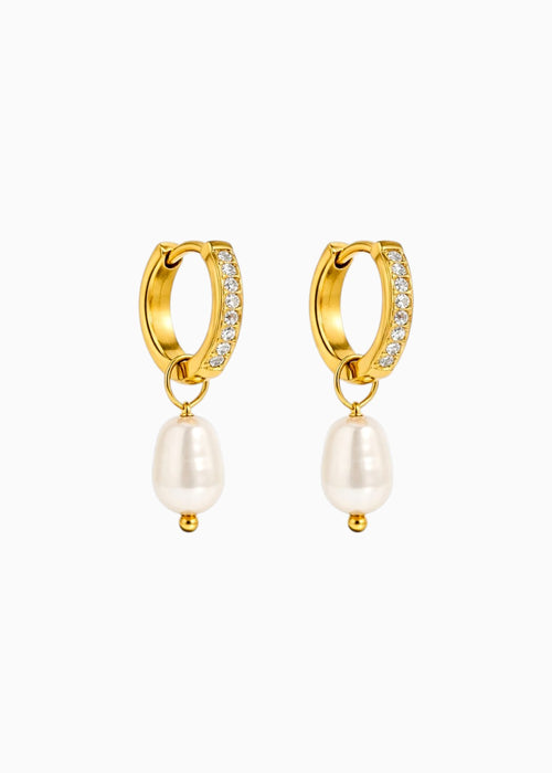 Zircon Pearl Drop Huggies