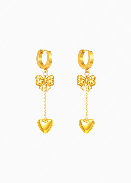 Sweetheart Bow Tassel Earrings