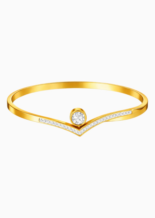 Chevron Crystal Bangle Gold