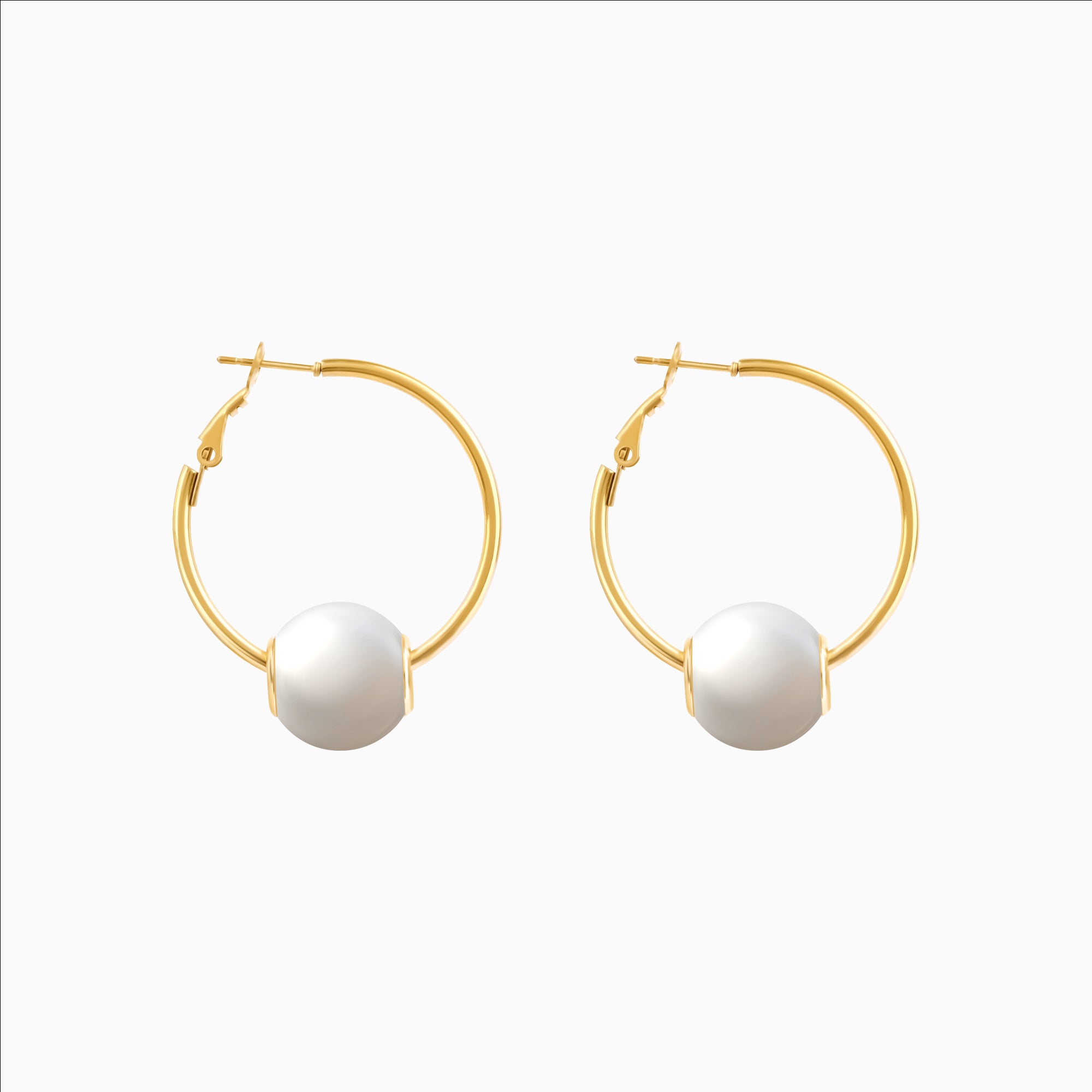 18k gold plated pearl stud earrings for women