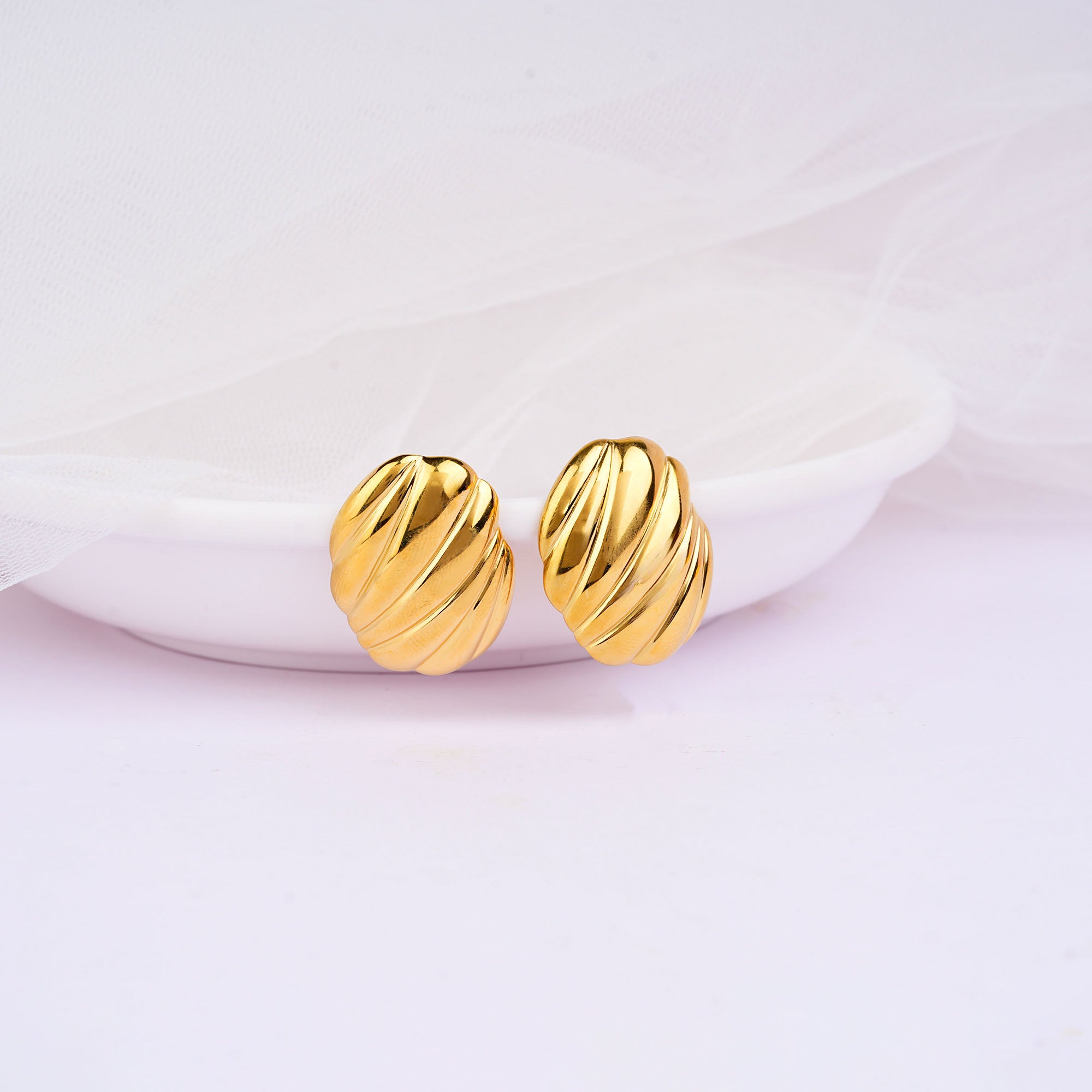 Golden Tides textured shell earrings for women