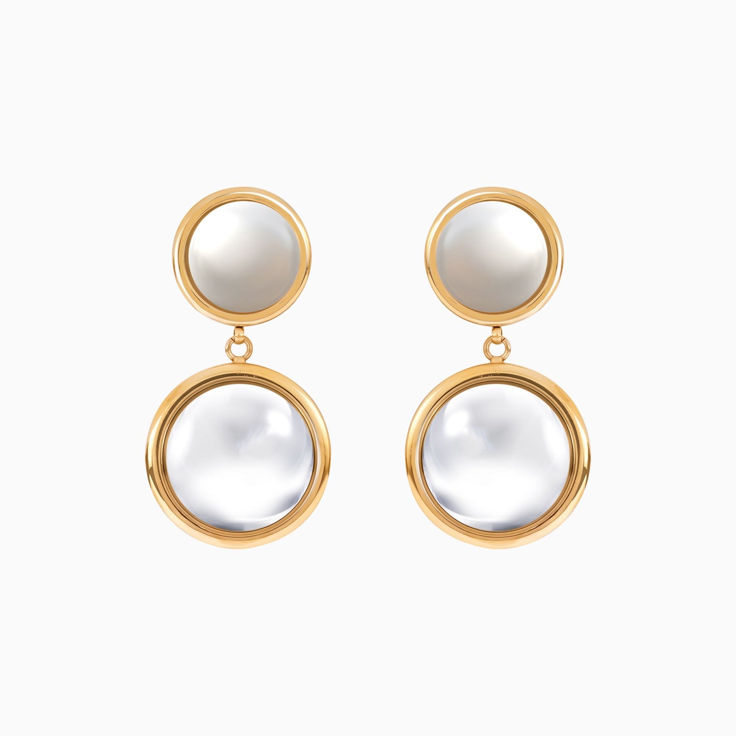18K Gold Plated Lunar Grace Gold Double Drop Pearl Earrings