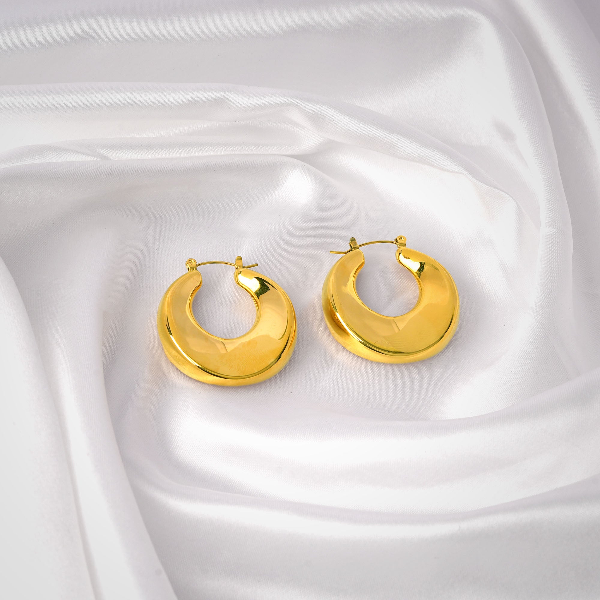 18K gold plated bold demi-fine hoops