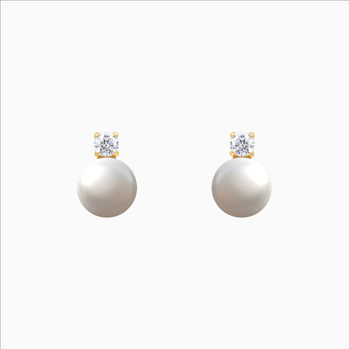 Crystal Pearl Drop Earrings Gold