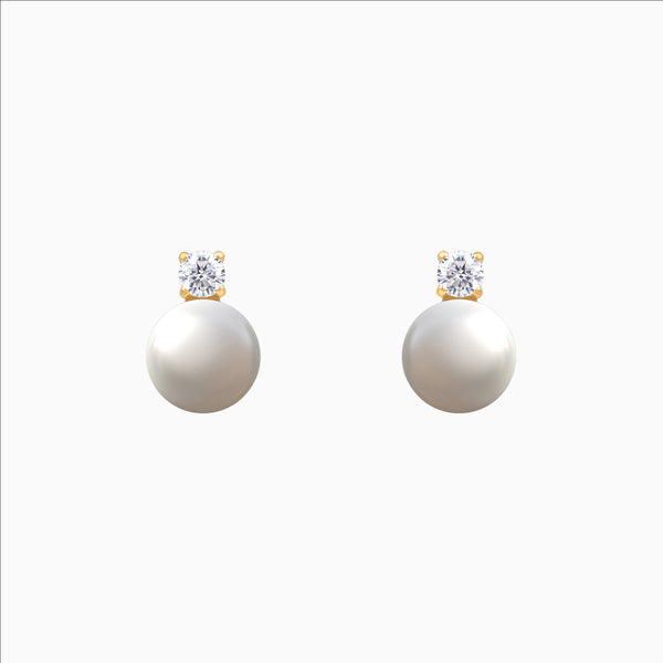 Crystal Pearl Drop Earrings Gold