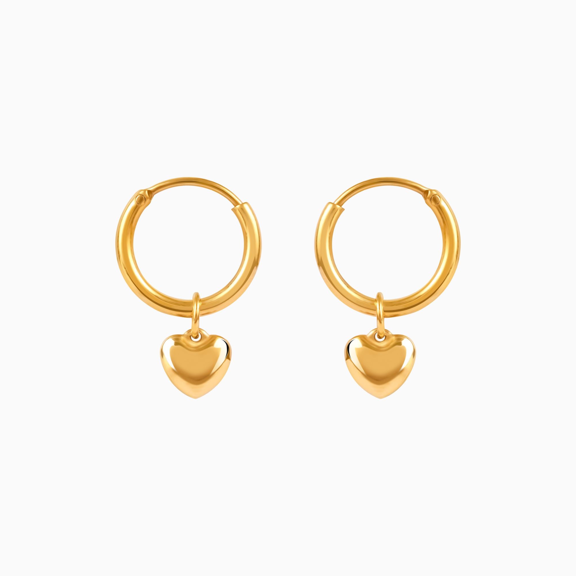 18K Gold Plated Golden Embrace Heart Drop Huggie Earrings
