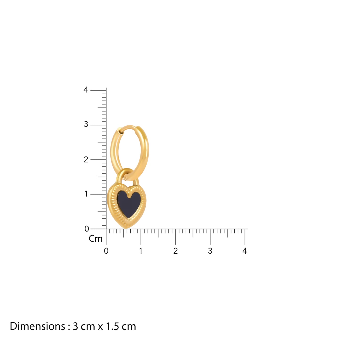 18K Gold Plated Black & White Heart Drop Earrings