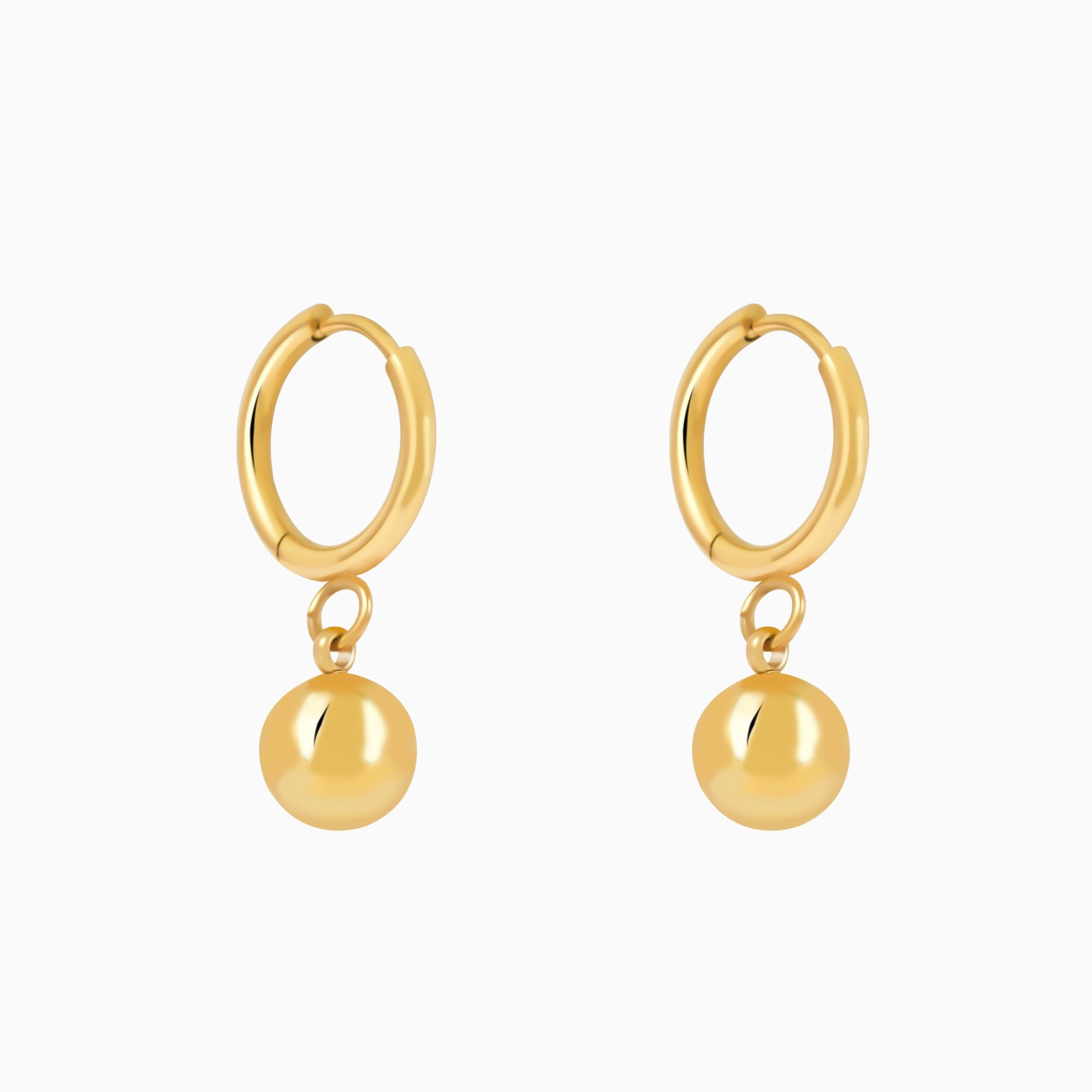 18K Gold Plated Golden Orb Hoop Earrings