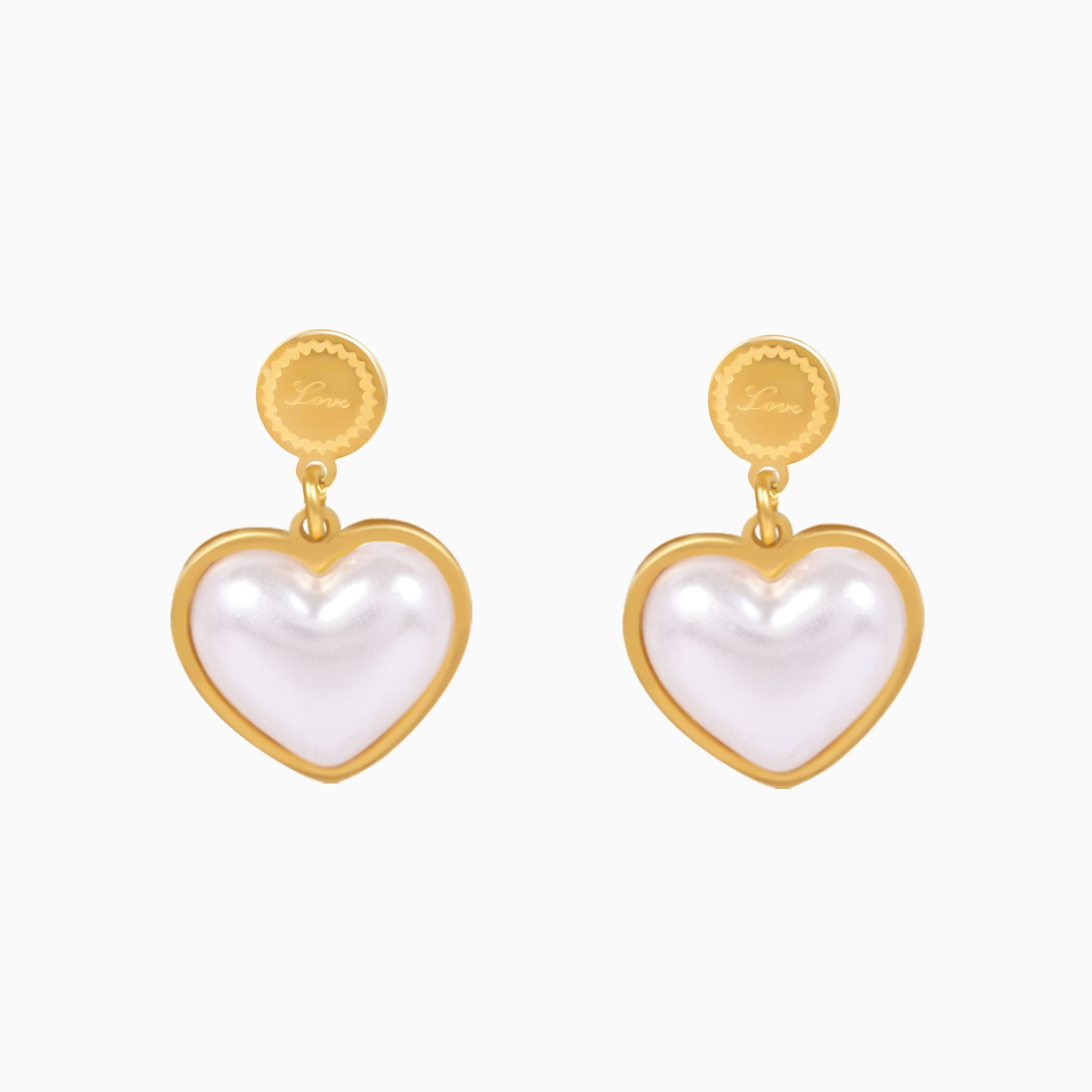 18K Gold Plated Pearl Love Heart Hoop Earrings