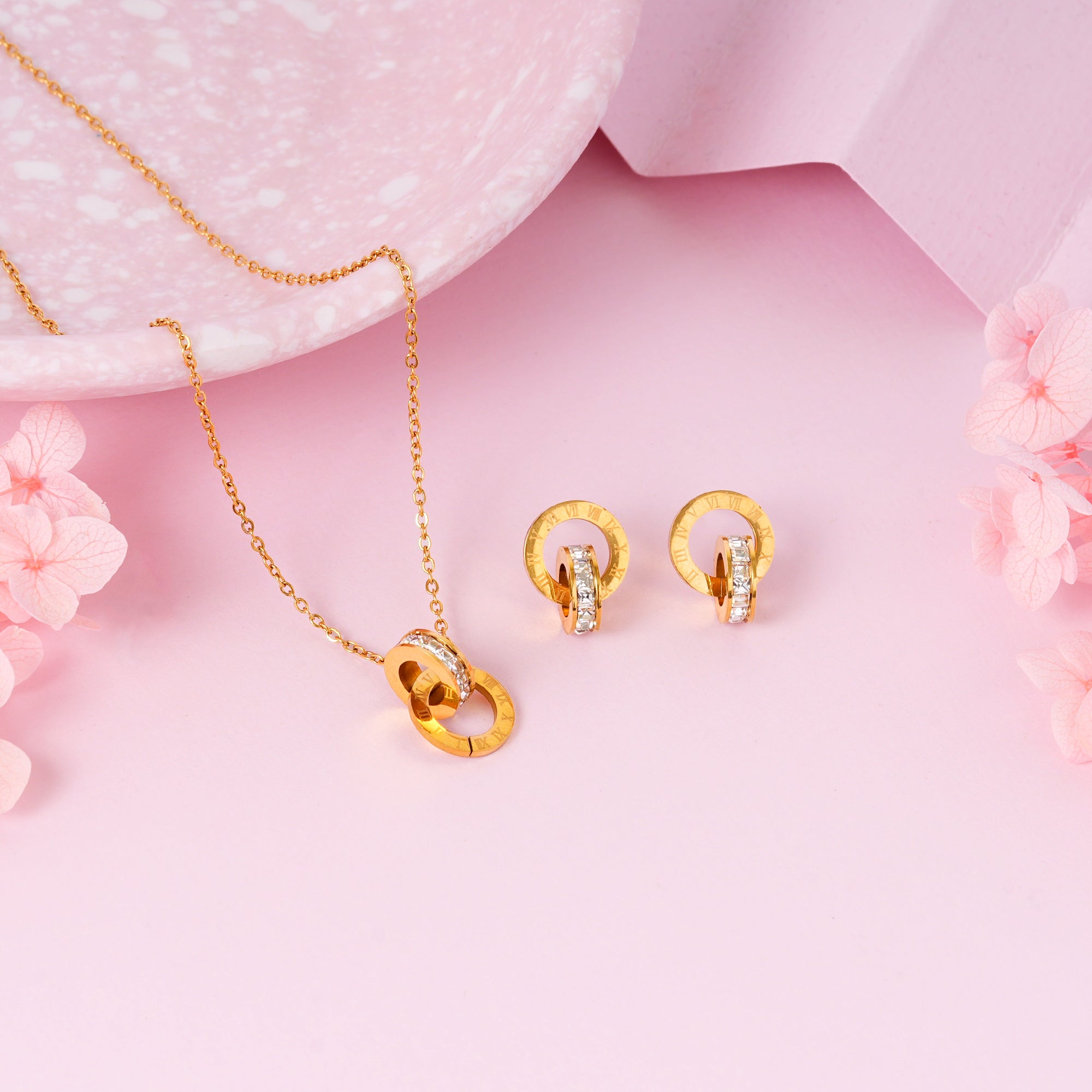 18K Gold Plated Golden Orbit Jewellery Set