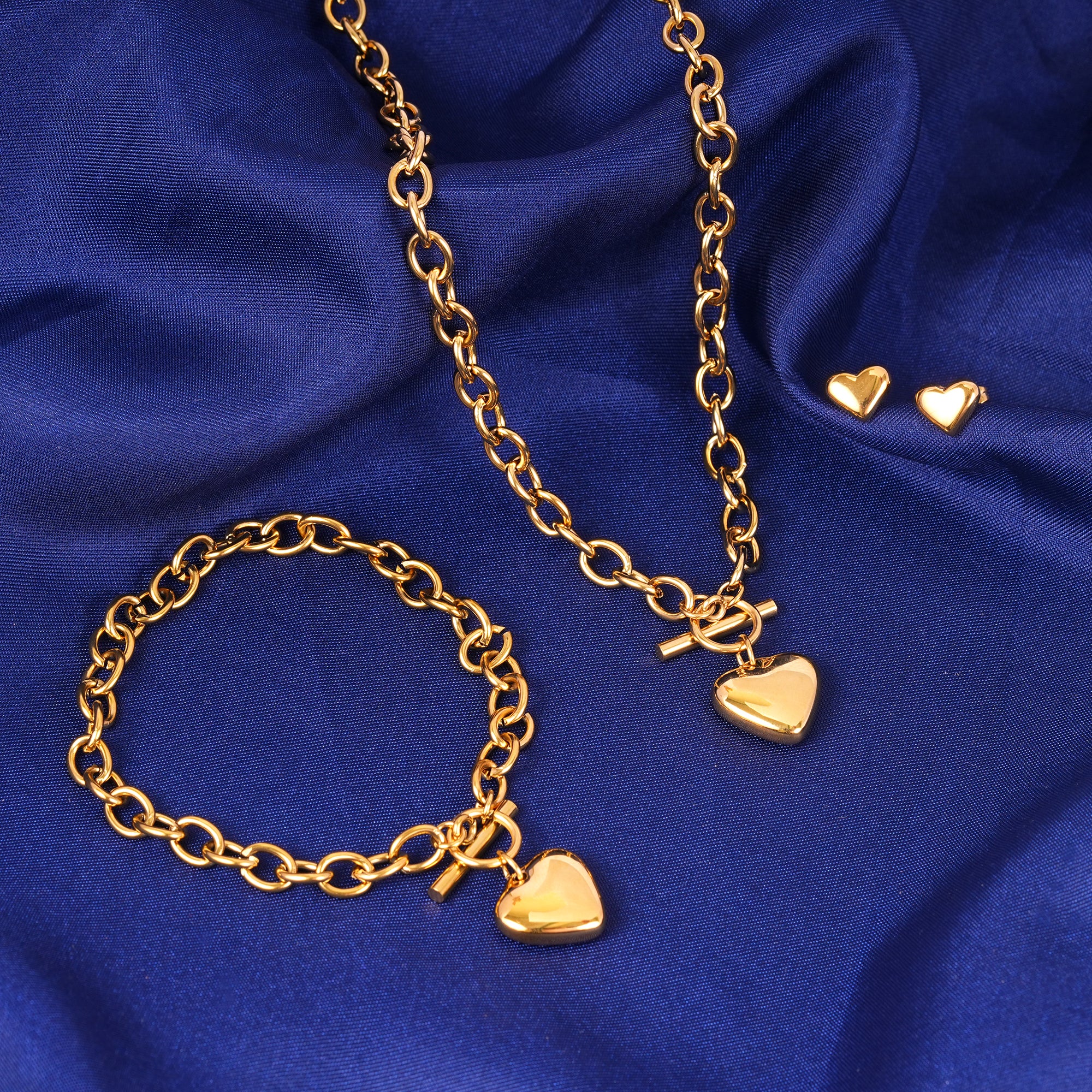 18K Gold Plated Buckle Up Heart Jewellery Set of 3
