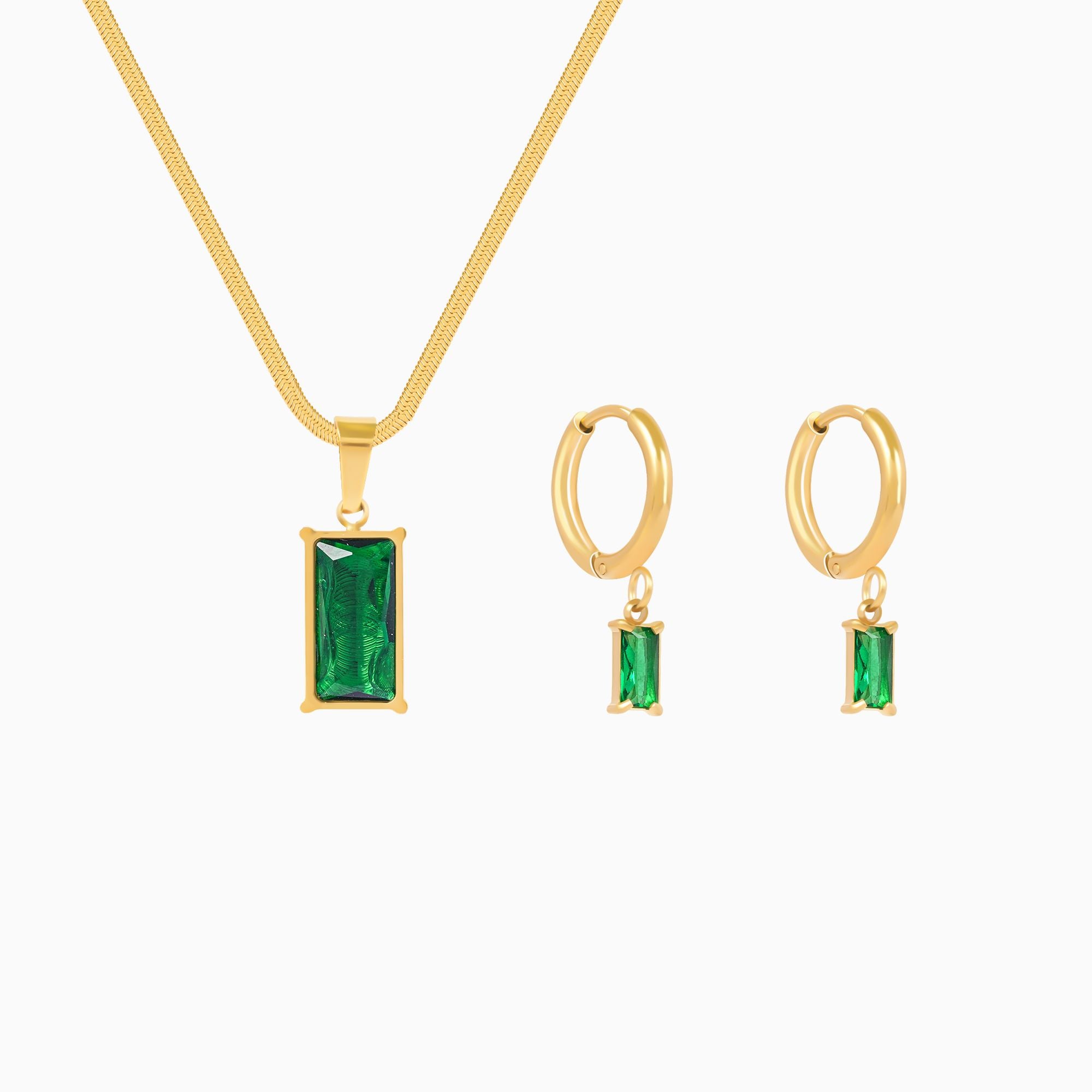 18K Gold Plated Emerald Whisper Jewellery Set