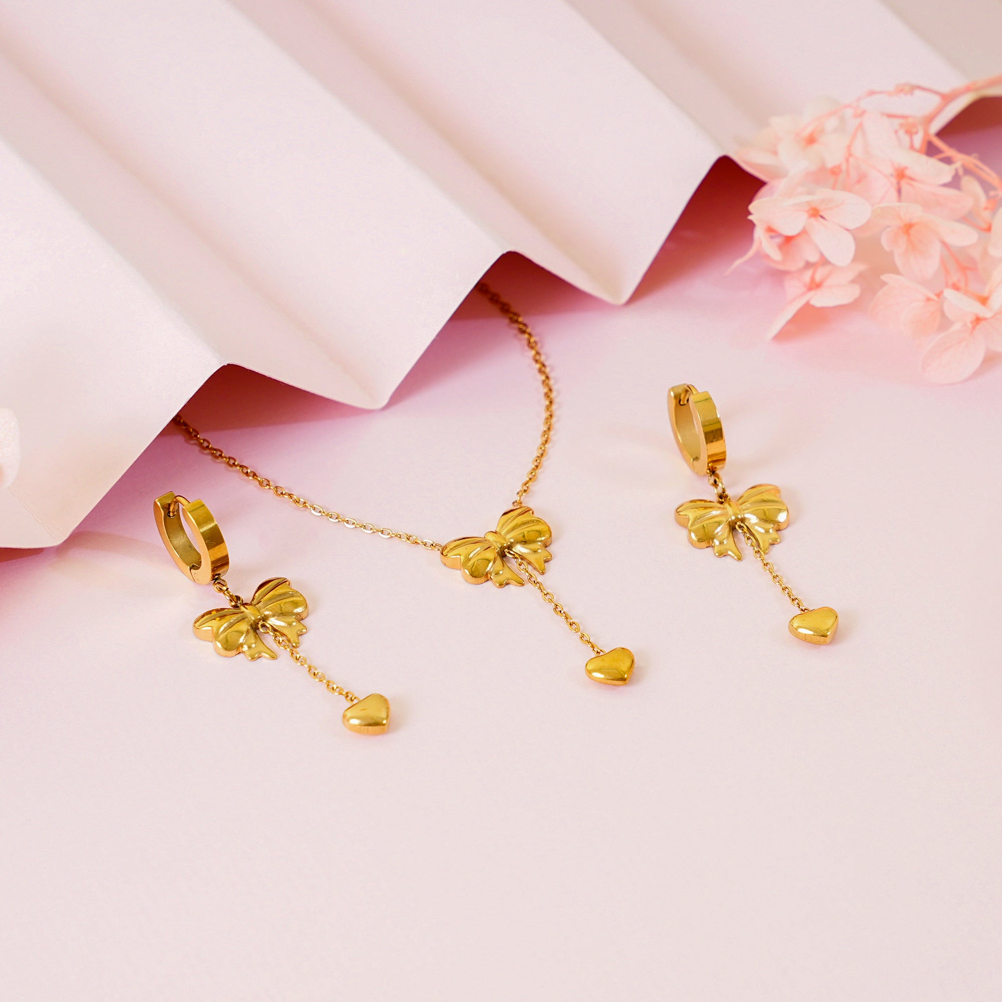 18K Gold Plated Sweetheart Bow Jewellery Set
