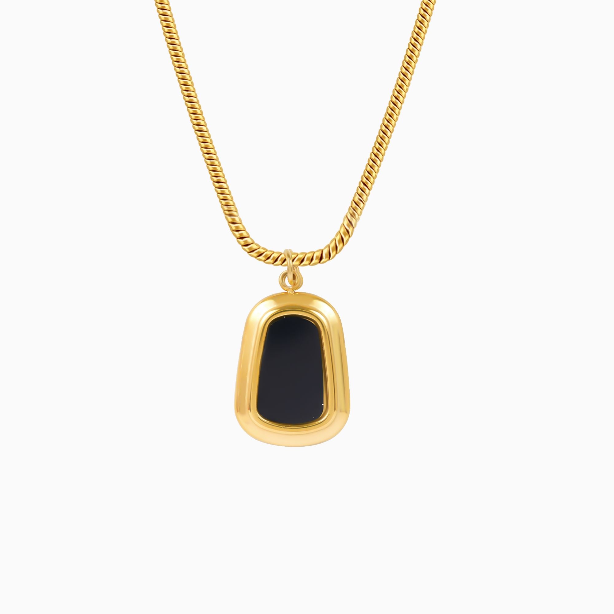18K Gold Plated Black Onyx Necklace