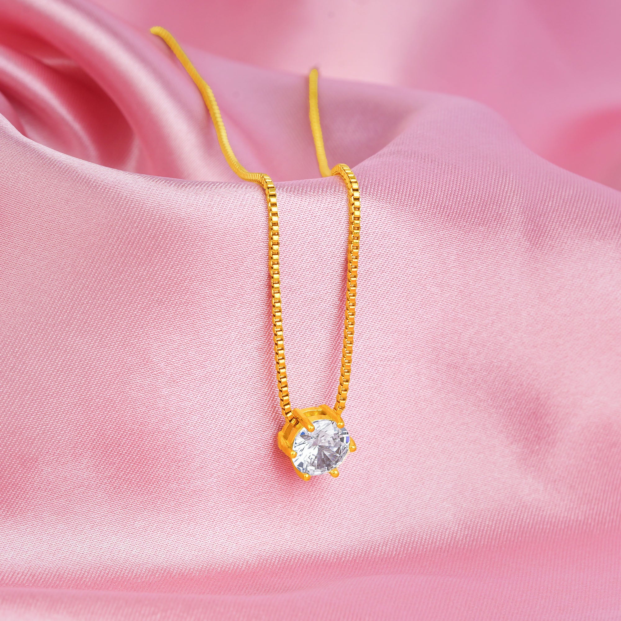 18K Gold Plated Wrapped with Love Solitaire Statement Necklace