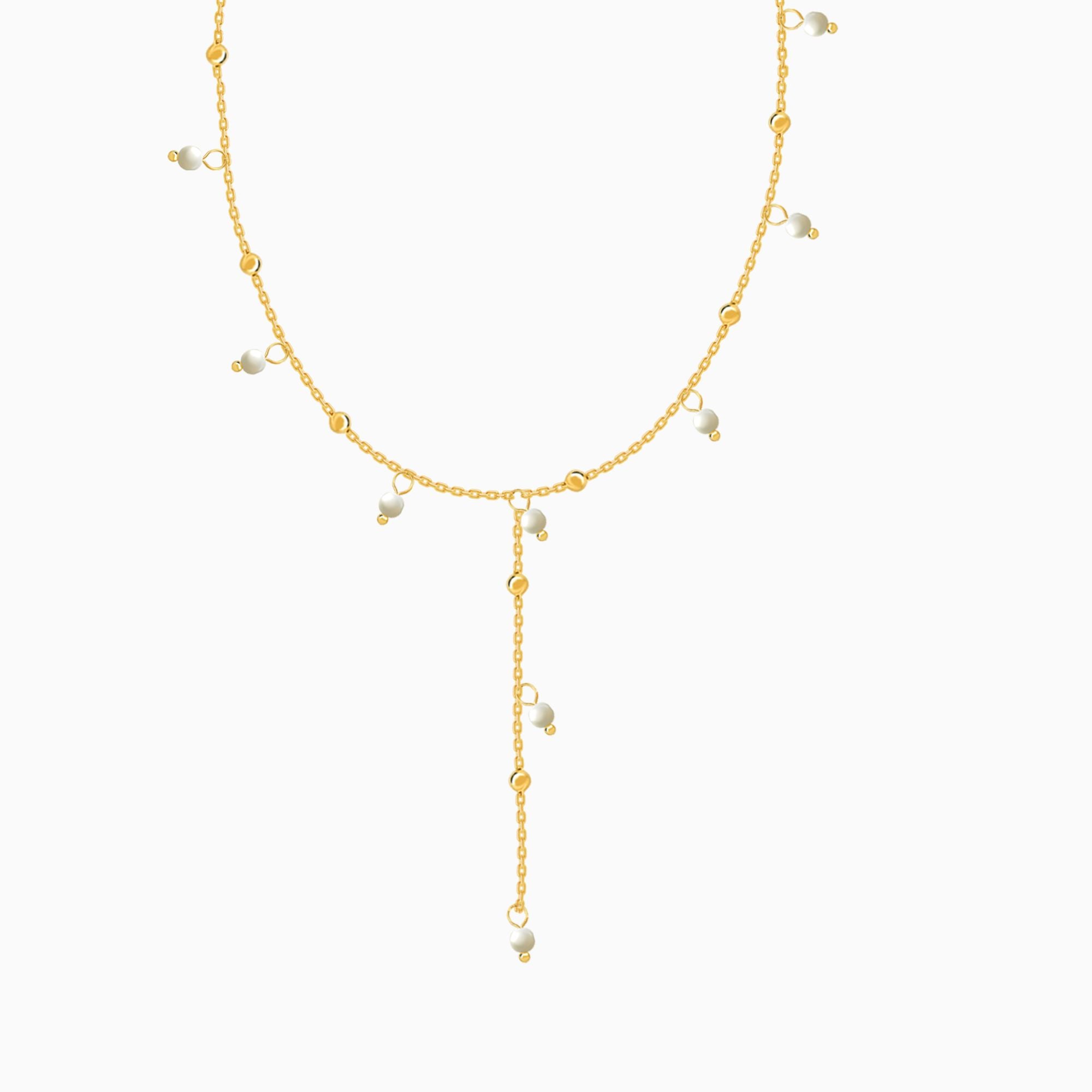 18K Gold Plated Pearl Satellite Dainty Chain Tassel Necklace