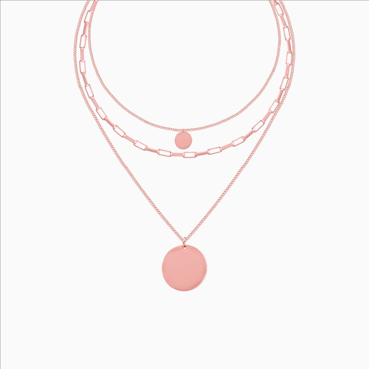 Rose gold layered coin pendant necklace