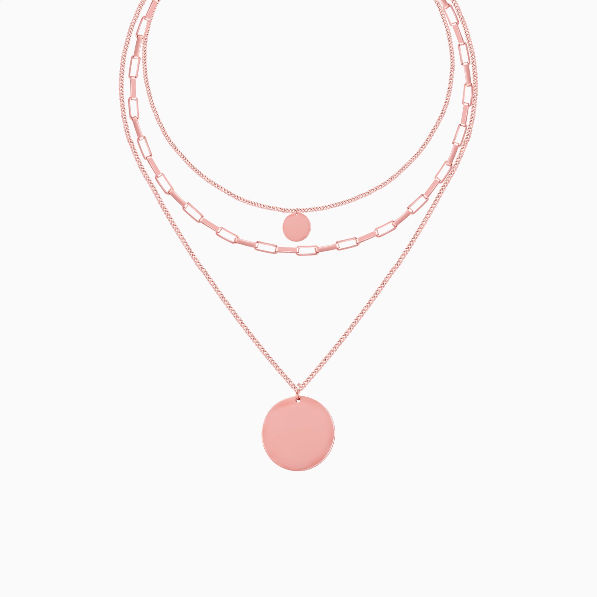 Rose gold layered coin pendant necklace