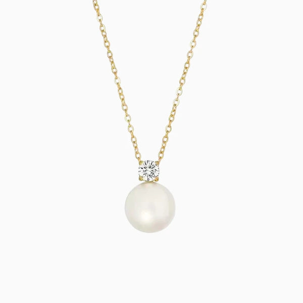 Crystal Pearl Pendant Necklace Gold