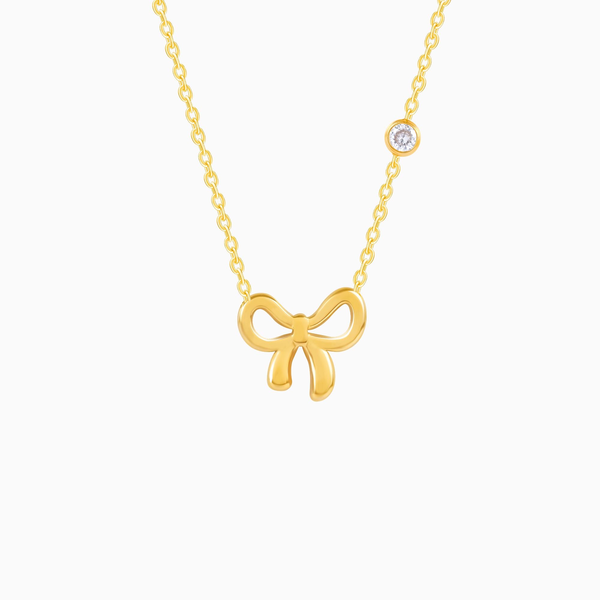 18K Gold Plated Golden Grace Bow-Knot Pendant Necklace