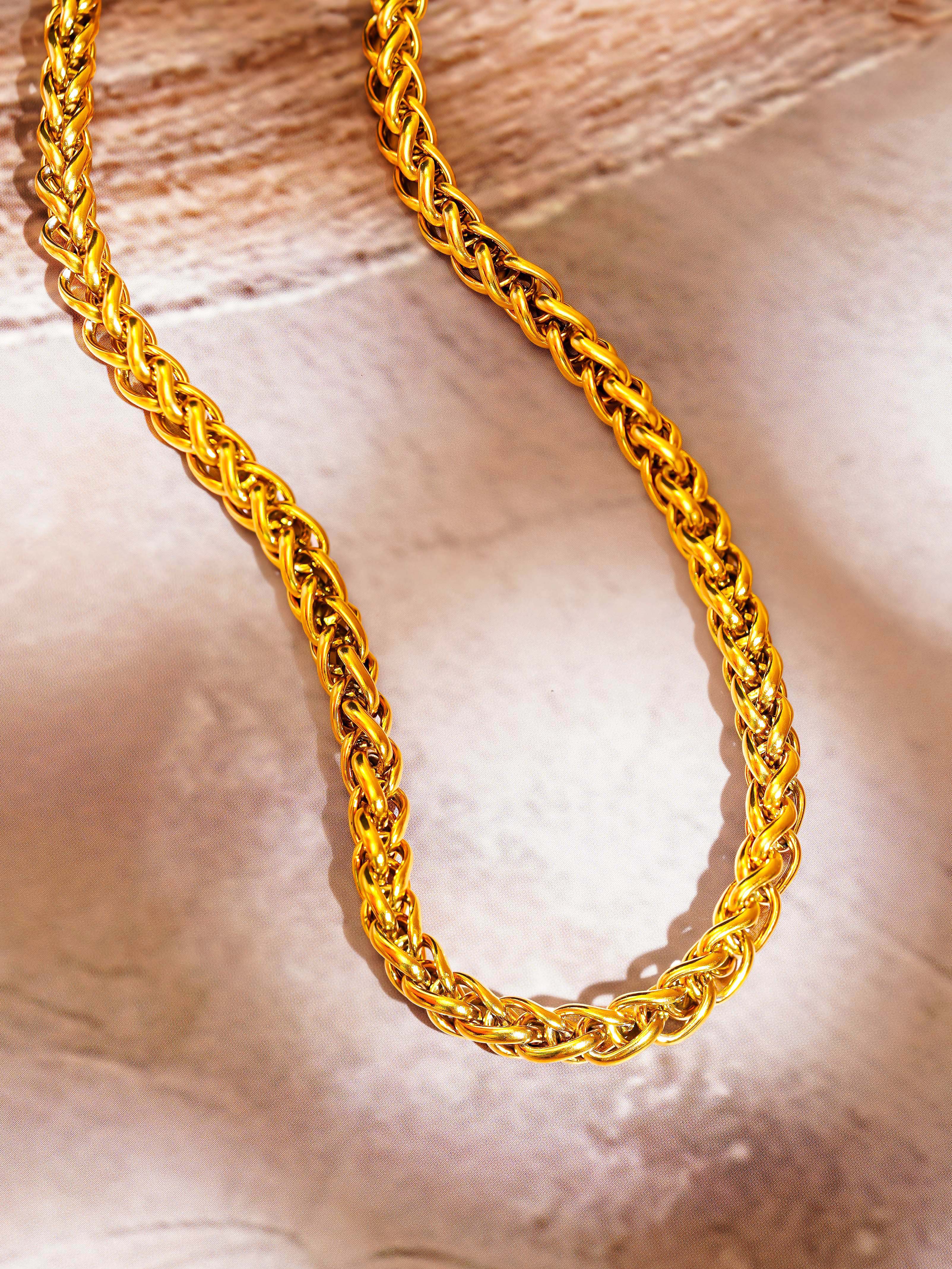18K Gold Plated Bold Braided Statement Chain
