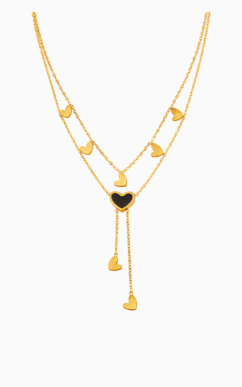 18K Gold Plated Layered Heart Pendant Necklace