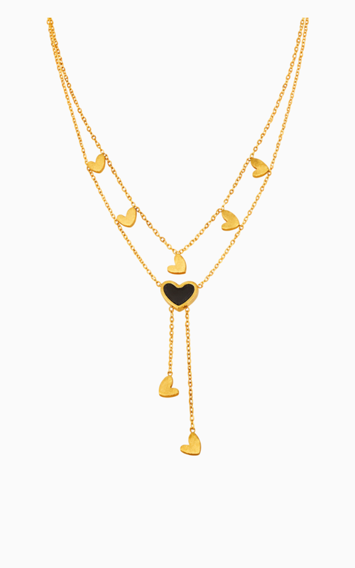 Heart Tassel Layered Necklace