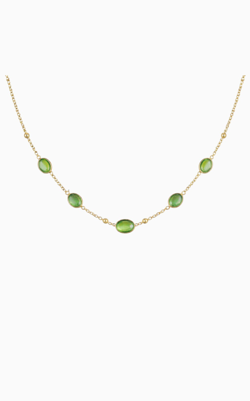 Green Stone Station Necklace