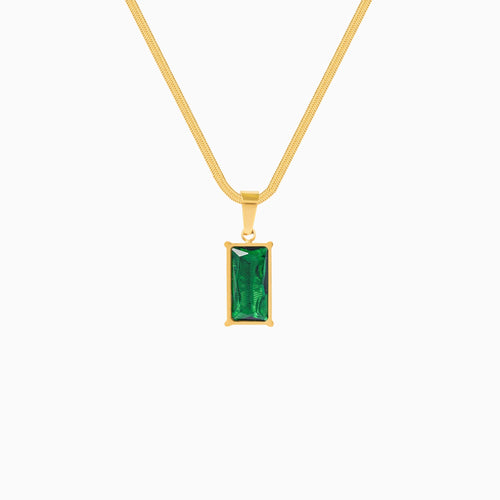 Emerald Pendant Snake Necklace